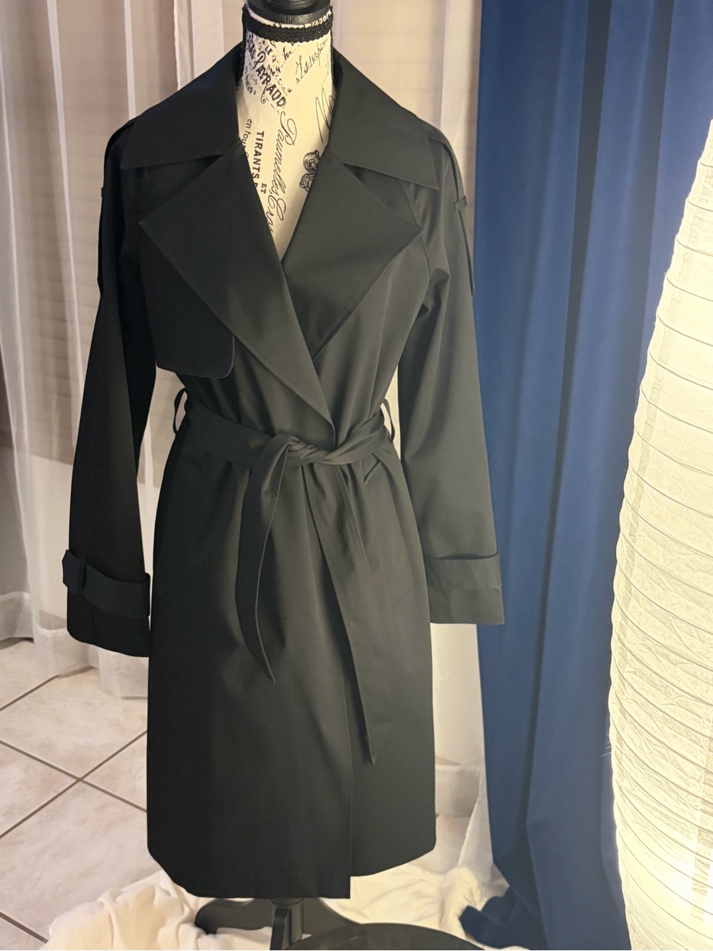 Michael Kors Black Long Sleeve Trench Dress with Belt